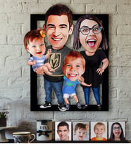 BK Gift Kişiye Özel Aile Karikatürlü 3D Ahşap Tablo-3