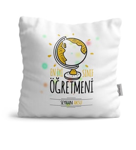 BK Gift Kişiye Özel En İyi Sınıf Öğretmeni Dekoratif Yastık  4
