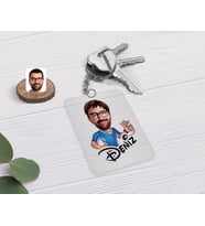 BK Gift Kişiye Özel Erkek Antrenör Karikatürlü Şeffaf Pleksi Anahtarlık (Beyaz)