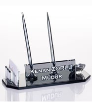 Arma Masaüstü Kristal İsimlik Hediye Büro Ofis Masa İsimliği (Siyah)