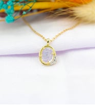 14 Ayar Altın Doğal Oval Opal Taşlı ve Pırlanta Taşlı Kolye