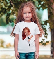 BK Gift Kişiye Özel Kız Çocuk Karikatürlü Beyaz T-Shirt-1 (Beyaz)