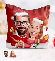 BK Gift Kişiye Özel Yılbaşı Temalı Sevgililer Karikatürlü Yastık - 2