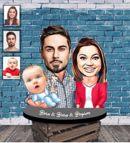 Kişiye Özel Aile Karikatürlü Ahşap Biblo  Mod-1