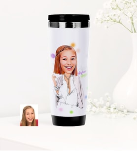 BK Gift Kişiye Özel Bayan Model Karikatürlü Çelik Termos Bardak  2