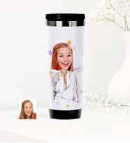 BK Gift Kişiye Özel Bayan Model Karikatürlü Çelik Termos Bardak  2
