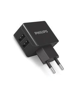 Philips DLP2502/78 2 USB Çıkışlı 3.1A Duvar Şarj Cihazı (Siyah)