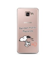 Snoopy Tasarımlı Süper Şeffaf Silikon Telefon Kılıfı Samsung A7 (2016)