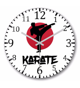 Karate Cool Martial Arts  Duvar Saati Bombeli Gercek Cam