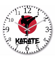 Karate Cool Martial Arts  Duvar Saati Bombeli Gercek Cam