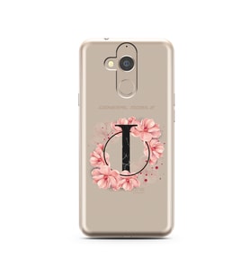 Pembe Çiçekli Harf Tasarım Süper Şeffaf Silikon Telefon Kılıfı General Mobile GM