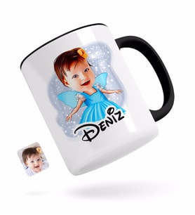 BK Gift Kişiye Özel Çocuk Balerin Karikatürlü Siyah Kupa Bardak-1