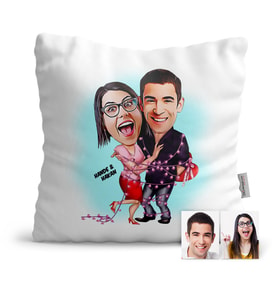 BK Gift Kişiye Özel Sevgililer Karikatür  Yastık  2