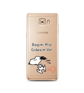 Snoopy Tasarımlı Süper Şeffaf Silikon Telefon Kılıfı Samsung C9 Pro