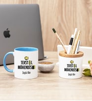 Tekstil Mühendisi Mavi Kupa Bardak Ve Kalemlik Hediye Seti