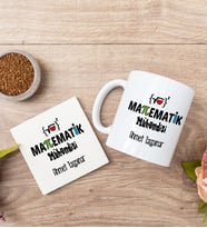 Matematik Mühendisi Beyaz Kupa Bardak Ve Bardak Altlığı Seti