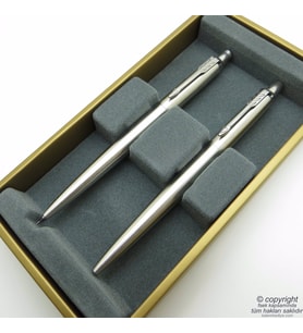 Parker Jotter SS CT Tükenmez Kalem + 0.5 Versatil Kalem Set  Parker Kalem  İsme Özel Kalem  Hediyelik Kalem