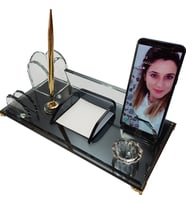 İsimlik - Kristal Masaüstü Kalemli - Ofis Büro Makam Hediyesi M530 GOLD Masa İsimliği (Altın)
