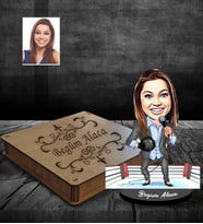Kişiye Özel Spiker Karikatürlü Ahşap Biblo Kutulu Bayan-1