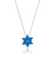 925 Ayar Açık Mavi Opal Taşlı Gümüş Lotus Kolye