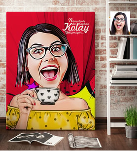 BK Gift Kişiye Özel Bayan Karikatür Kanvas Tablo 70x100cm 6