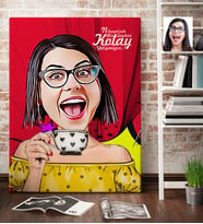 BK Gift Kişiye Özel Bayan Karikatür Kanvas Tablo 70x100cm 6