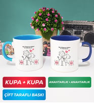 İkili Sen Başıma Gelen En Güzel Şeysin Sevgililer Günü Hediyesi Kupa Bardak Mavi Lacivert