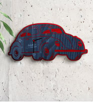 BK Gift Kişiye Özel Retro Beetle Tasarımlı Ahşap Duvar Saati Model 21