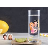 BK Gift Kişiye Özel Renkli Baskılı Sevgililer Karikatürlü Vodka Bardağı-86 (Beyaz)