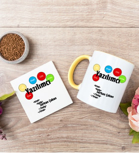 Yazılımcı Sarı Kupa Bardak Ve Bardak Altlığı Seti