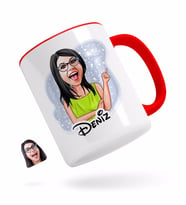 BK Gift Kişiye Özel Kadın Karikatürlü Kırmızı Kupa Bardak-19