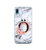 Mermer Çiçekli Harf Tasarım Süper Şeffaf Silikon Telefon Kılıfı Huawei Y6 2019 Ö