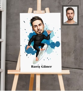 Kişiye Özel Sporcu Karikatürlü  Ahşap Tablo 30x47 Bay-10