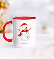 BK Gift Kişiye Özel Kardan Adam Kırmızı Kupa ve Kar Tanesi Kolye-2 (Model 1)