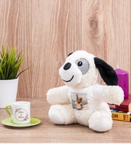 İki İsimli Çiftlere Özel Yeşil Türk Kahvesi Fincanı ve Peluş Köpek