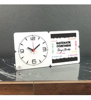 Matematik Öğretmeni Ahşap Masa Saati 001