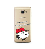 Snoopy Tasarımlı Süper Şeffaf Silikon Telefon Kılıfı Samsung C7  