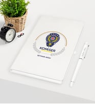 BK Gift Kişiye Özel Komiser Yardımcısı Temalı Beyaz Defter Kalem Seti - 2