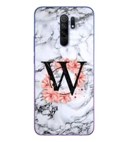 Mermer Çiçekli Harf Tasarım Süper Şeffaf Silikon Telefon Kılıfı Xiomai Redmi 9 W