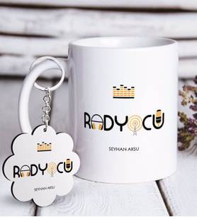 BK Gift Kişiye Özel Mesleki Radyocu Beyaz Kupa ve Anahtarlık Hediye Seti (Model 1)
