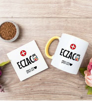 Eczacı Sarı Kupa Bardak Ve Bardak Altlığı Seti