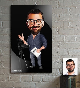 BK Gift Kişiye Özel Bay Yönetmen Karikatür Ahşap Tablo - 1