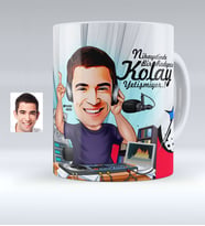 BK Gift Kişiye Özel Bay Radyocu Karikatürlü Beyaz Kupa Bardak  1