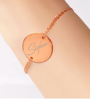 BK Gift Kişiye Özel İsimli Yuvarlak Rose Plaka Bileklik