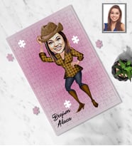 Kişiye Özel Bayan Karikatürlü A4 99 Parça Puzzle Model-12