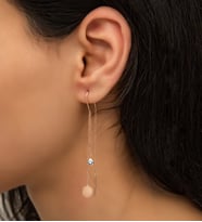 Papatya Silver Tekli Sallantılı Pul Küpe Nano Zirkon Taşlı 925 Ayar Gümüş