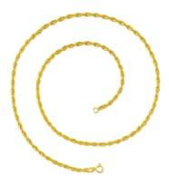 Gümüş Halat Burgu Zincir Erkek Kolye 55cm 4mm 14gr msn02 (Sarı)