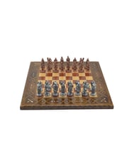 Gifthome Metal Satranç Takımı/Seti;Battal,Osmanlı&Bizans,Antik,Sedef,Gül,Düz Masif Satranç Tahtası (Çok Renkli)