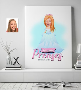 BK Gift Kişiye Özel Pamuk Prenses Karikatürlü Kanvas Tablo (50x70cm.) 4