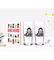 BK Gift Kişiye Özel Renkli Baskılı Çünkü Sen Çölüme Yağmur Oldun Tasarımlı İkili Rakı Bardağı ve Rakı Cep Kitabı Hediye Seti-6 (Model 1)